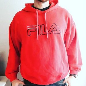 Vintage FILA Hoodie Mens or Unisex Large Red 90s